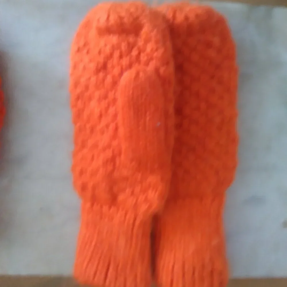 Two Pair of Children's Snow Mittens - Safety Orange